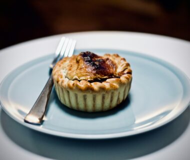 pie cake on white plate