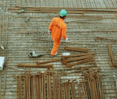 man walking on construction site